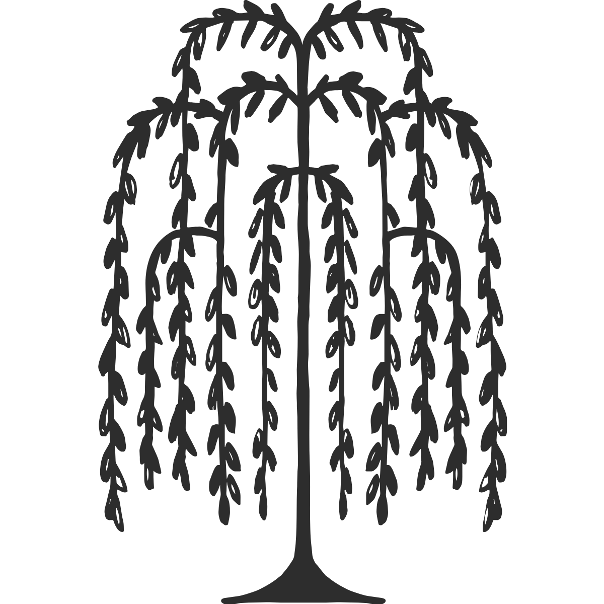 Michelle Lisa Home Brand Mark: aBlack silhouette of a willow tree.